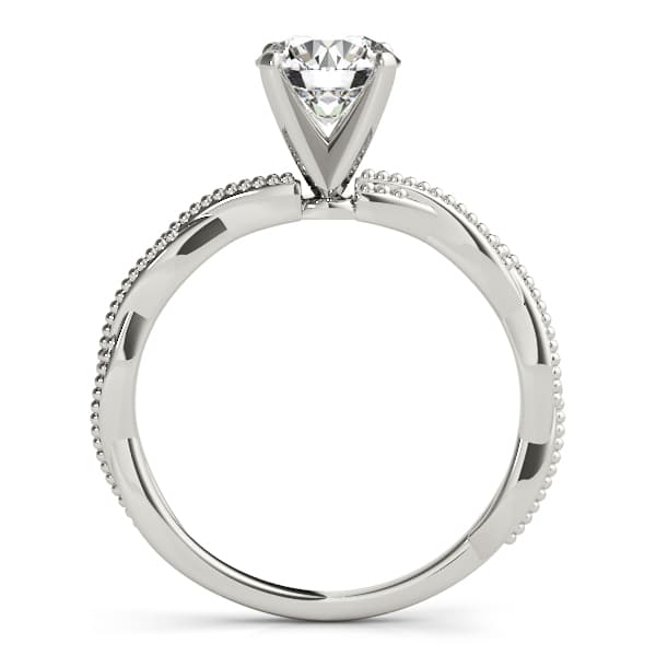 Twisting Milgrain Engagement Ring, style 51114, Side view in white gold or platinum