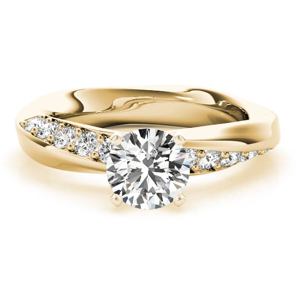 Swirl Prong-In-Channel Engagement Ring, style 51116, Angle view in yellow gold