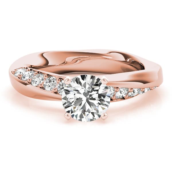 Swirl Prong-In-Channel Engagement Ring, style 51116, Angle view in rose gold