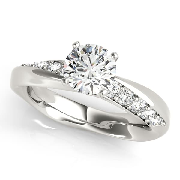 Swirl Prong-In-Channel Engagement Ring — style 51116 in 10k White Gold