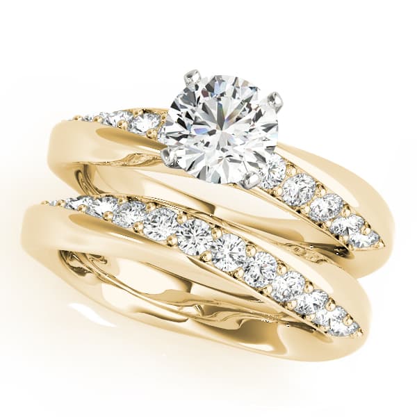 Swirl Prong-In-Channel Engagement Ring, style 51116, On hand view in yellow gold