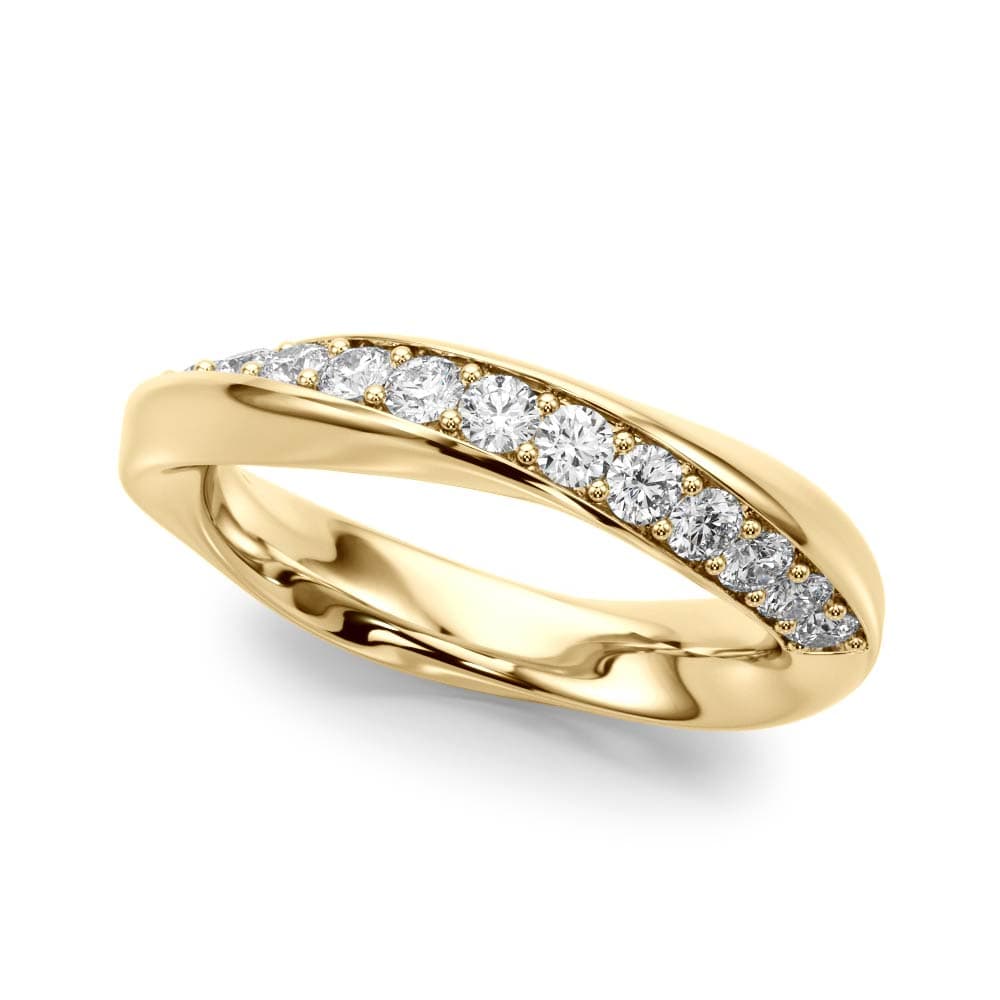 Twisted Prong In Channel Wedding Band (3/8 ct. tw.), Front view in yellow gold