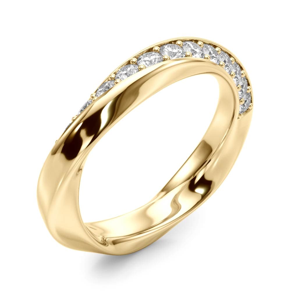 Twisted Prong In Channel Wedding Band (3/8 ct. tw.), Angle view in yellow gold
