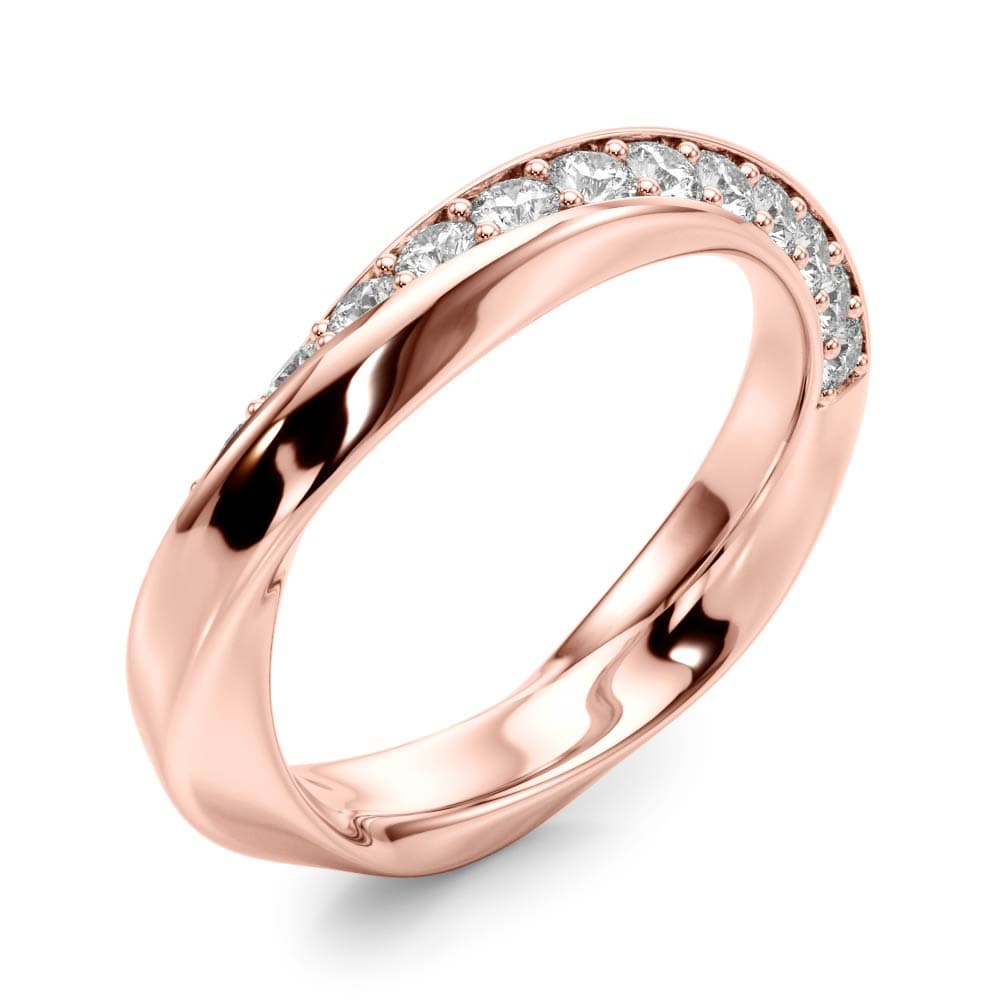 Twisted Prong In Channel Wedding Band (3/8 ct. tw.), Angle view in rose gold