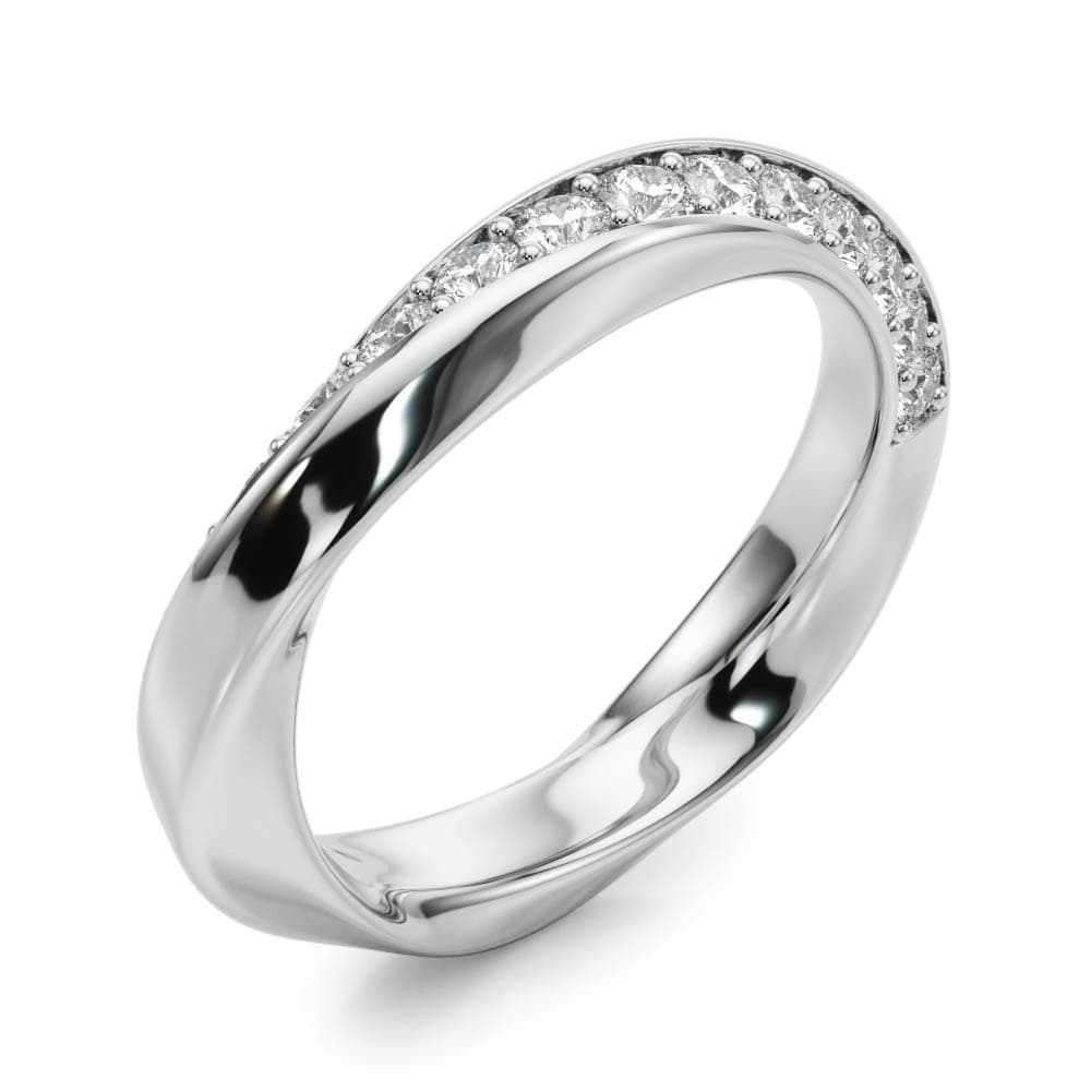 Twisted Prong In Channel Wedding Band (3/8 ct. tw.), Angle view in white gold or platinum