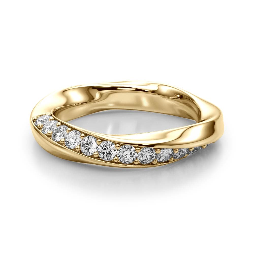 Twisted Prong In Channel Wedding Band (3/8 ct. tw.), On hand view in yellow gold