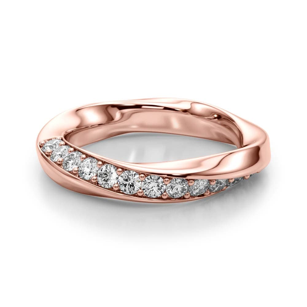 Twisted Prong In Channel Wedding Band (3/8 ct. tw.), On hand view in rose gold