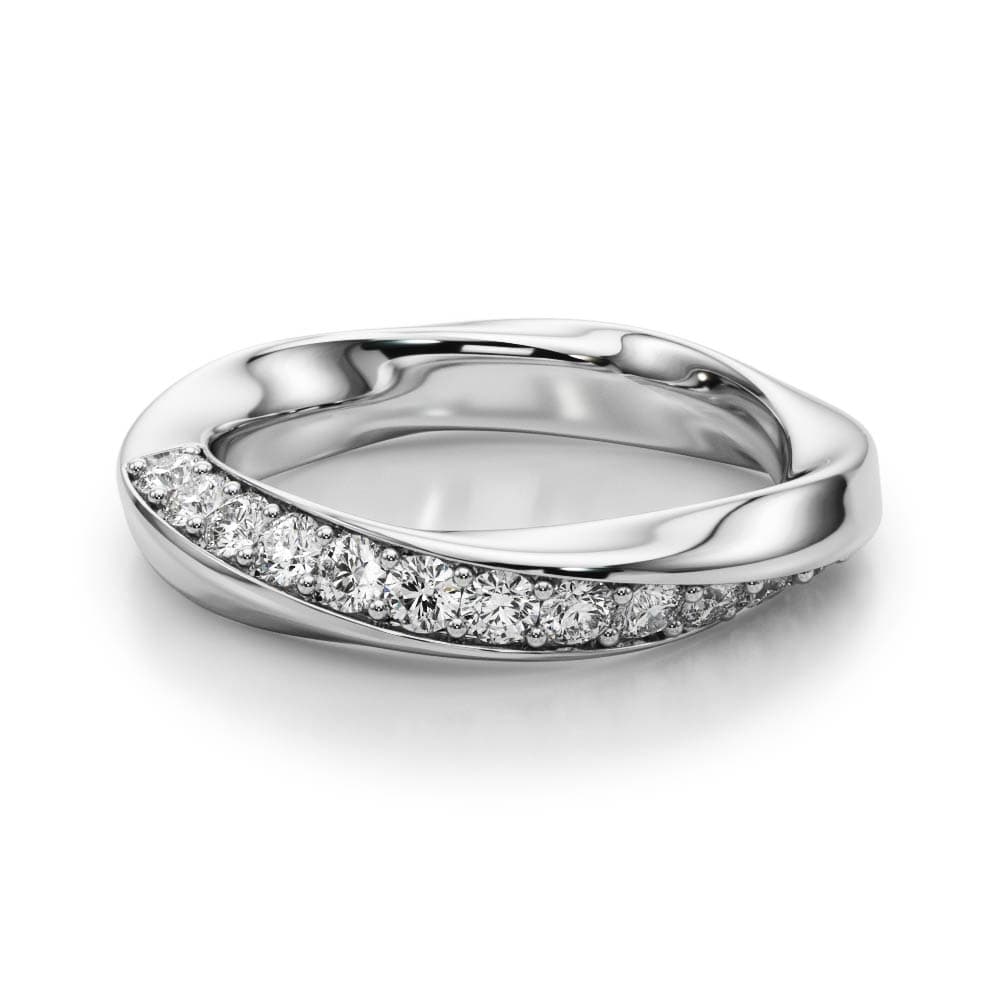 Twisted Prong In Channel Wedding Band (3/8 ct. tw.), On hand view in white gold or platinum