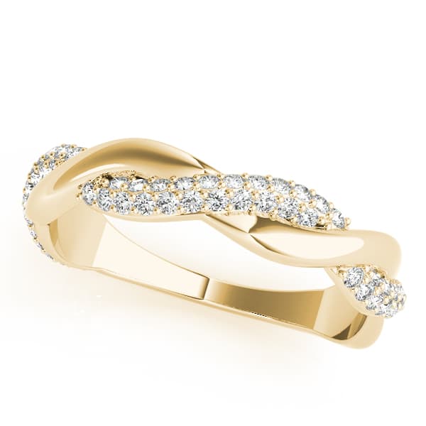 Double Row Pavé Twisted Shank Wedding Bands (0.4 ct. tw.), Front view in yellow gold