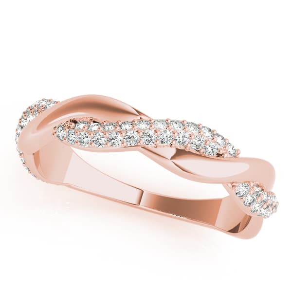 Double Row Pavé Twisted Shank Wedding Bands (0.4 ct. tw.), Front view in rose gold