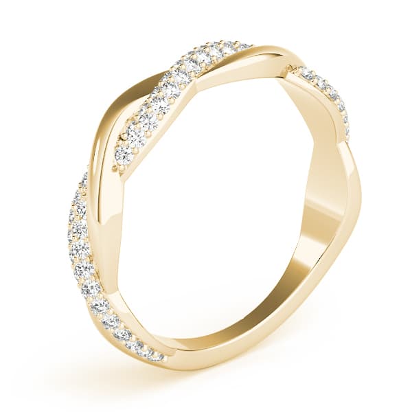 Double Row Pavé Twisted Shank Wedding Bands (0.4 ct. tw.), Angle view in yellow gold