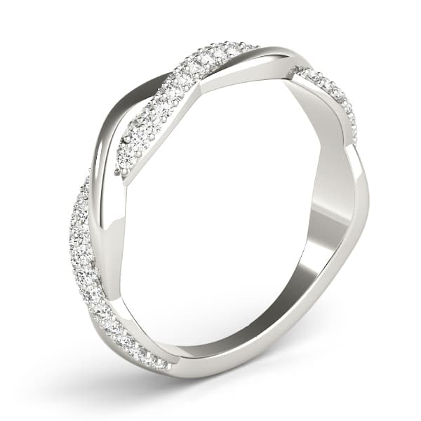 Double Row Pavé Twisted Shank Wedding Bands (0.4 ct. tw.), Angle view in white gold or platinum