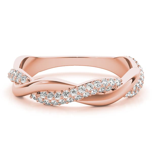 Double Row Pavé Twisted Shank Wedding Bands (0.4 ct. tw.), On hand view in rose gold