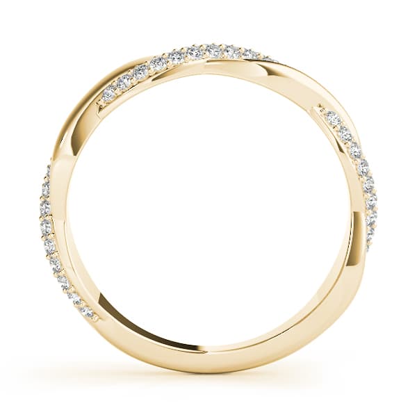 Double Row Pavé Twisted Shank Wedding Bands (0.4 ct. tw.), Side view in yellow gold