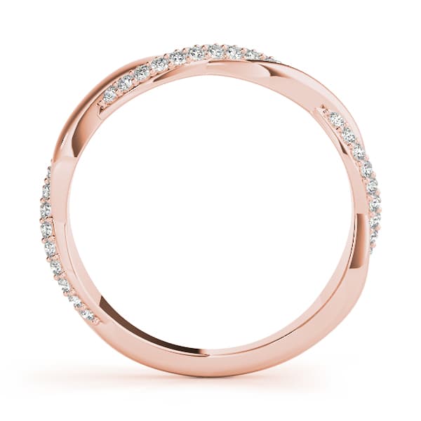 Double Row Pavé Twisted Shank Wedding Bands (0.4 ct. tw.), Side view in rose gold