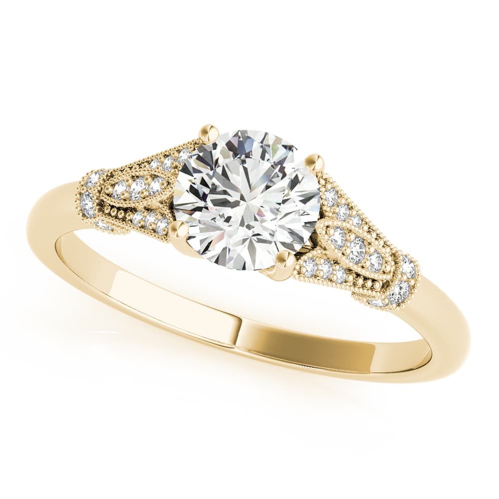 Vintage Marquise Milgrain Engagement Ring, style 51118, Front view in yellow gold