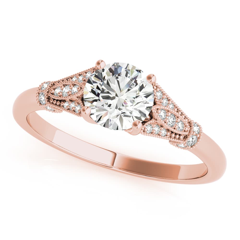 Vintage Marquise Milgrain Engagement Ring, style 51118, Front view in rose gold