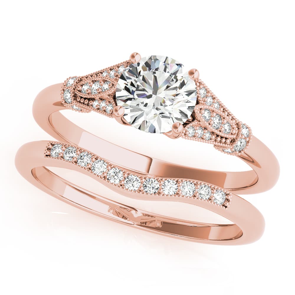 Vintage Marquise Milgrain Engagement Ring, style 51118, On hand view in rose gold