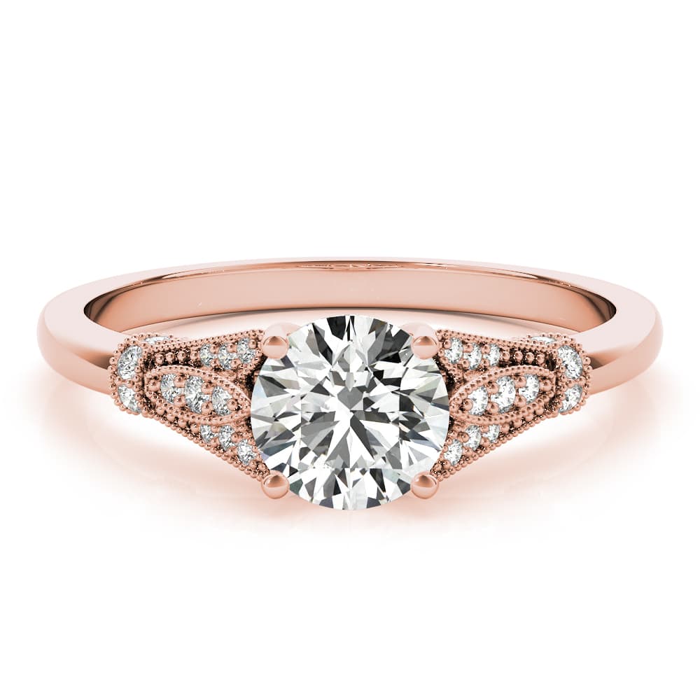 Vintage Marquise Milgrain Engagement Ring, style 51118, Top view in rose gold