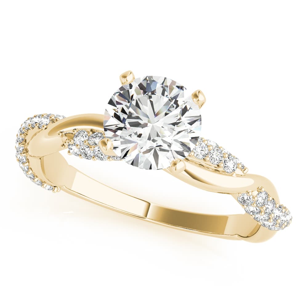 Twisting Alternating Pavé Engagement Ring, style 51119, Front view in yellow gold