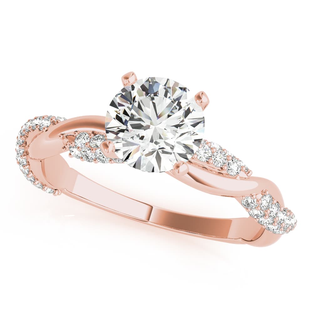 Twisting Alternating Pavé Engagement Ring, style 51119, Front view in rose gold