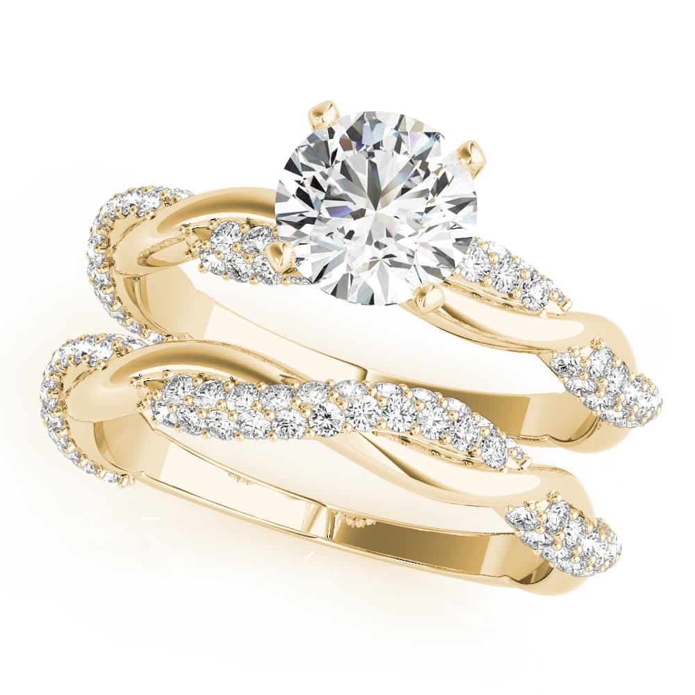 Twisting Alternating Pavé Engagement Ring, style 51119, On hand view in yellow gold