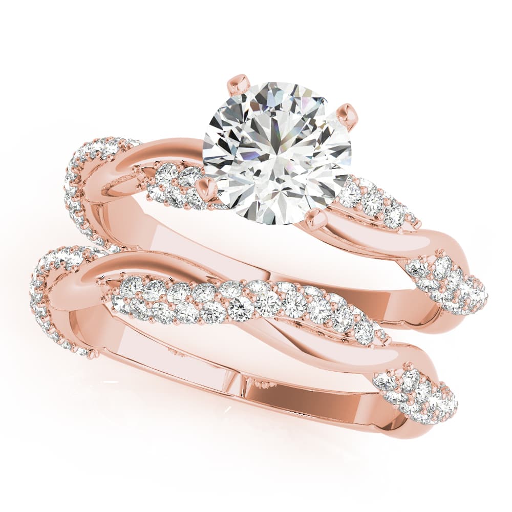 Twisting Alternating Pavé Engagement Ring, style 51119, On hand view in rose gold