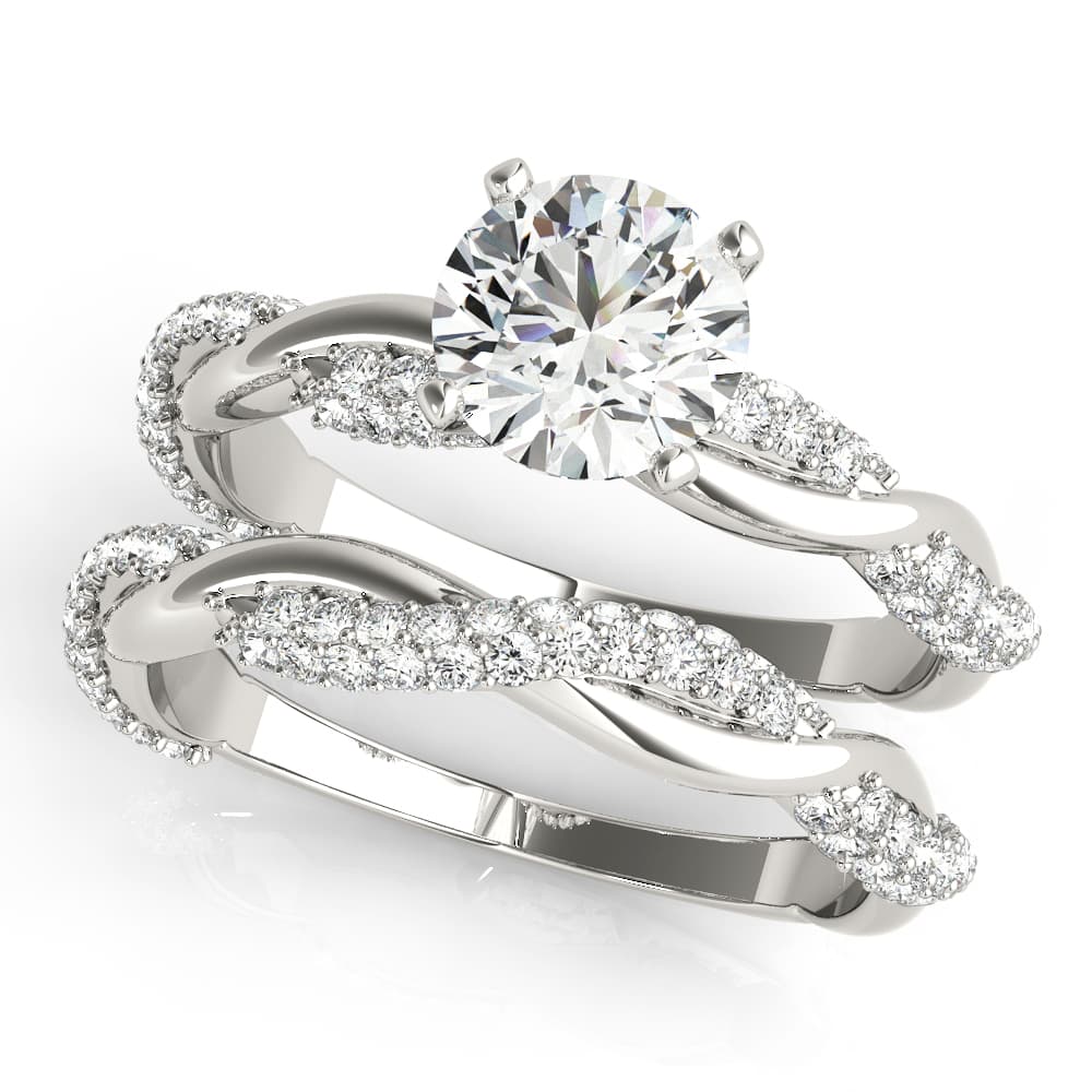Twisting Alternating Pavé Engagement Ring, style 51119, On hand view in white gold or platinum
