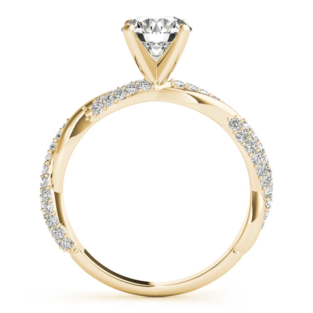 Twisting Alternating Pavé Engagement Ring, style 51119, Side view in yellow gold