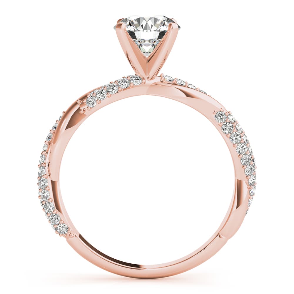 Twisting Alternating Pavé Engagement Ring, style 51119, Side view in rose gold