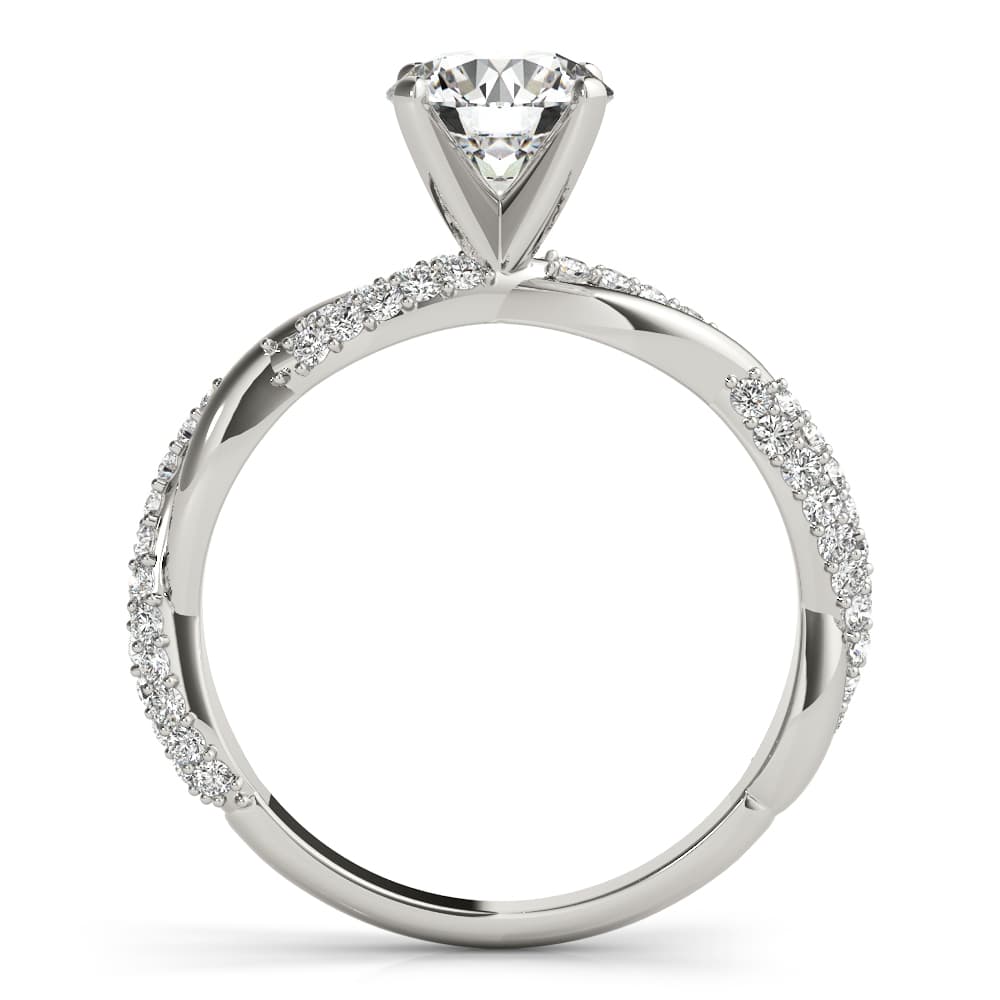 Twisting Alternating Pavé Engagement Ring, style 51119, Side view in white gold or platinum