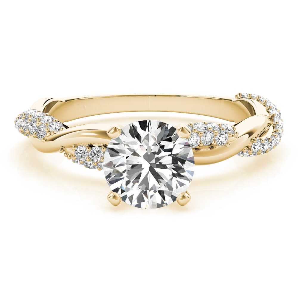 Twisting Alternating Pavé Engagement Ring, style 51119, Top view in yellow gold