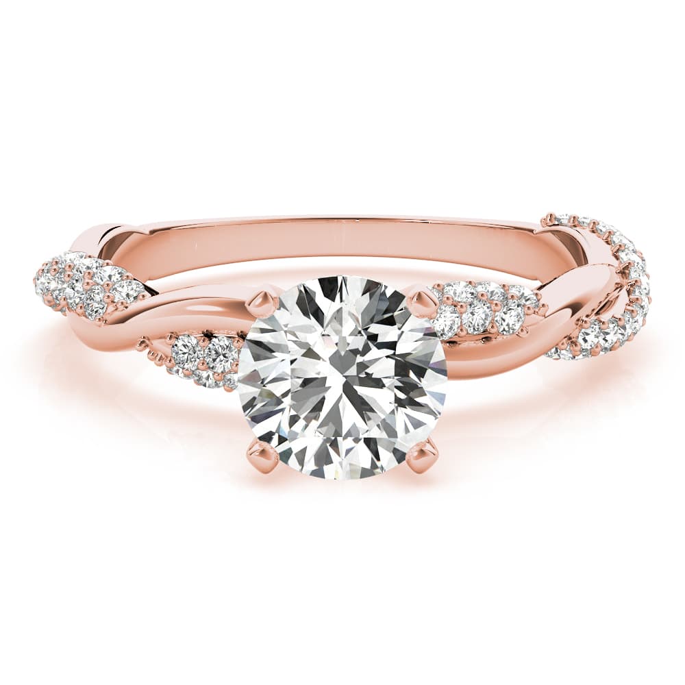 Twisting Alternating Pavé Engagement Ring, style 51119, Top view in rose gold