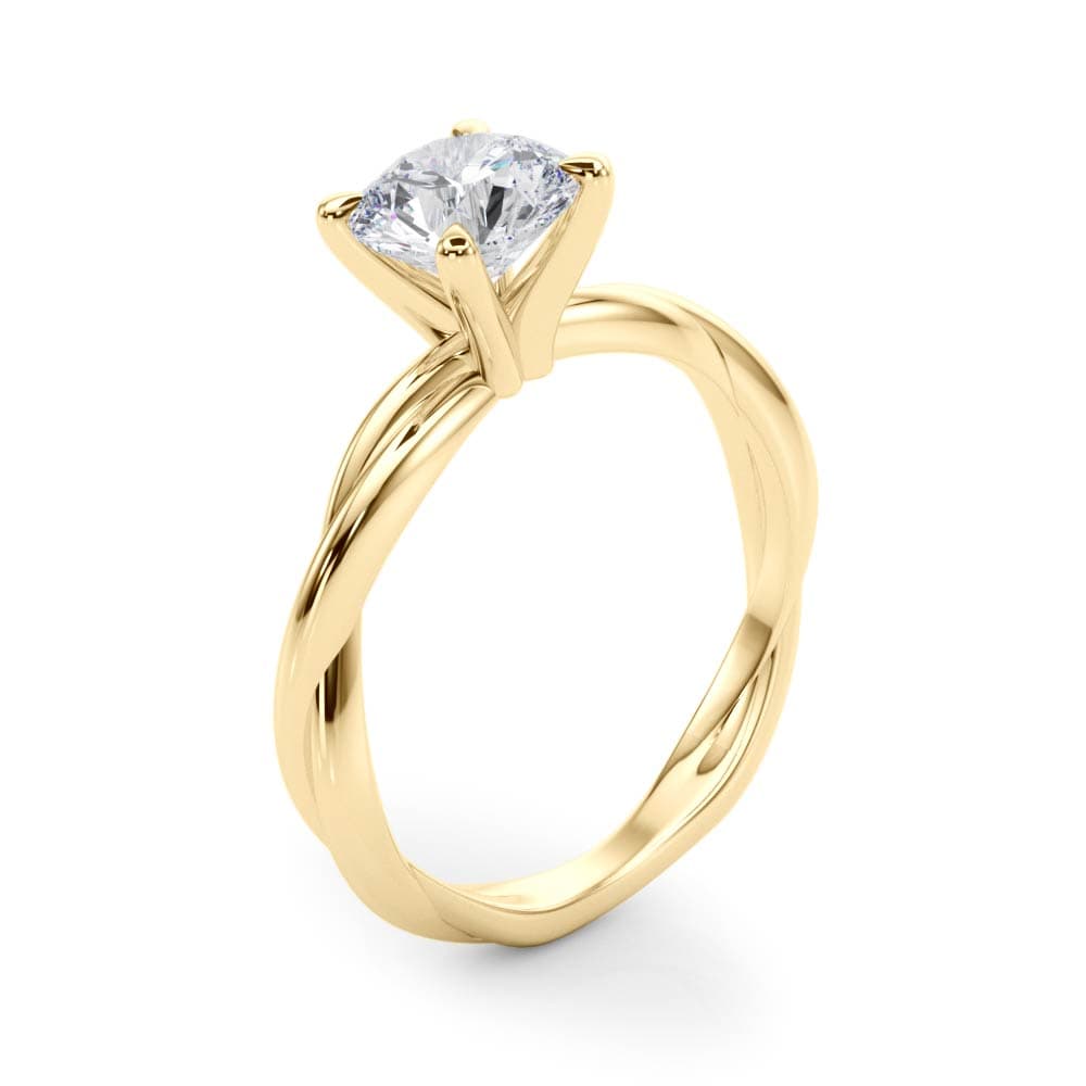 Twisted Shank Engagement Ring, style 51120, Angle view in yellow gold