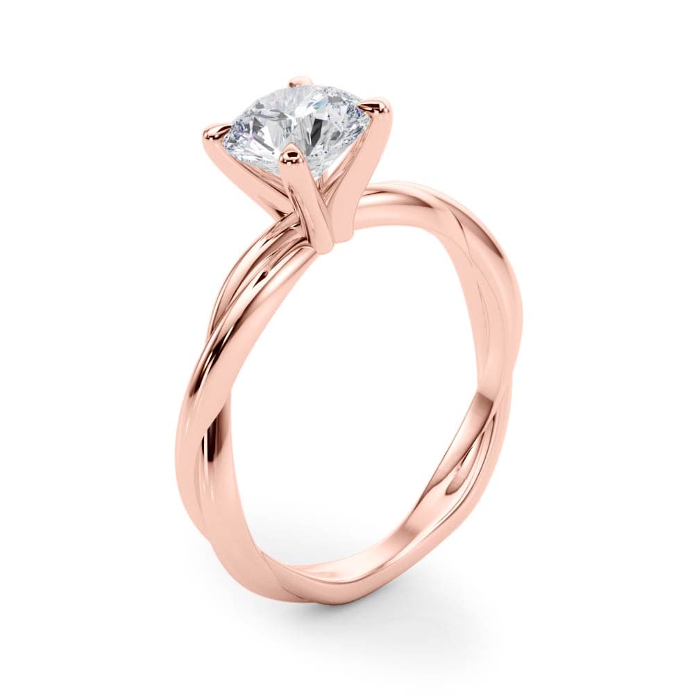 Twisted Shank Engagement Ring, style 51120, Angle view in rose gold