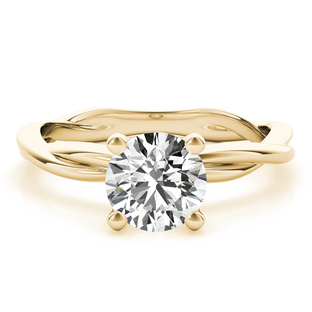 Twisted Shank Engagement Ring, style 51120, Top view in yellow gold