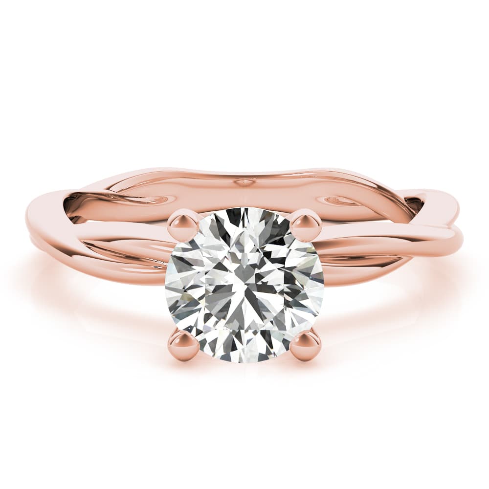 Twisted Shank Engagement Ring, style 51120, Top view in rose gold