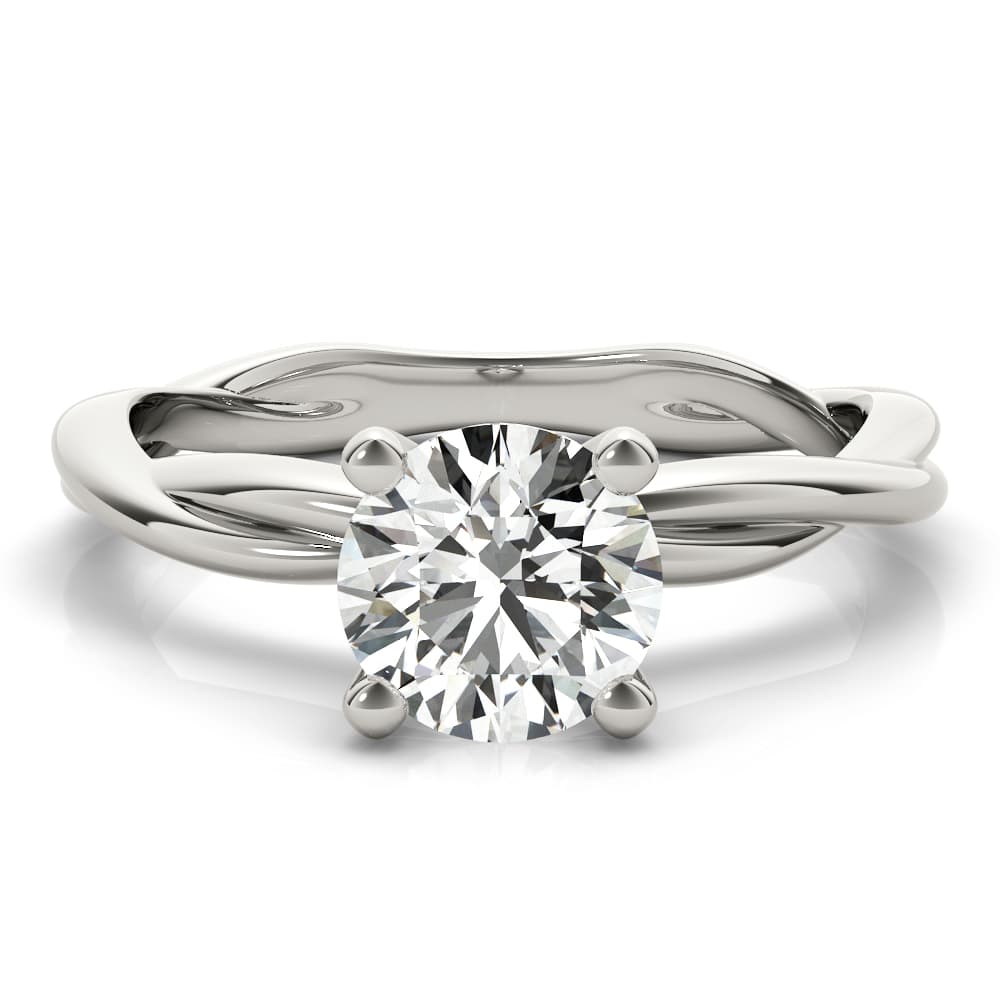 Twisted Shank Engagement Ring, style 51120, Top view in white gold or platinum