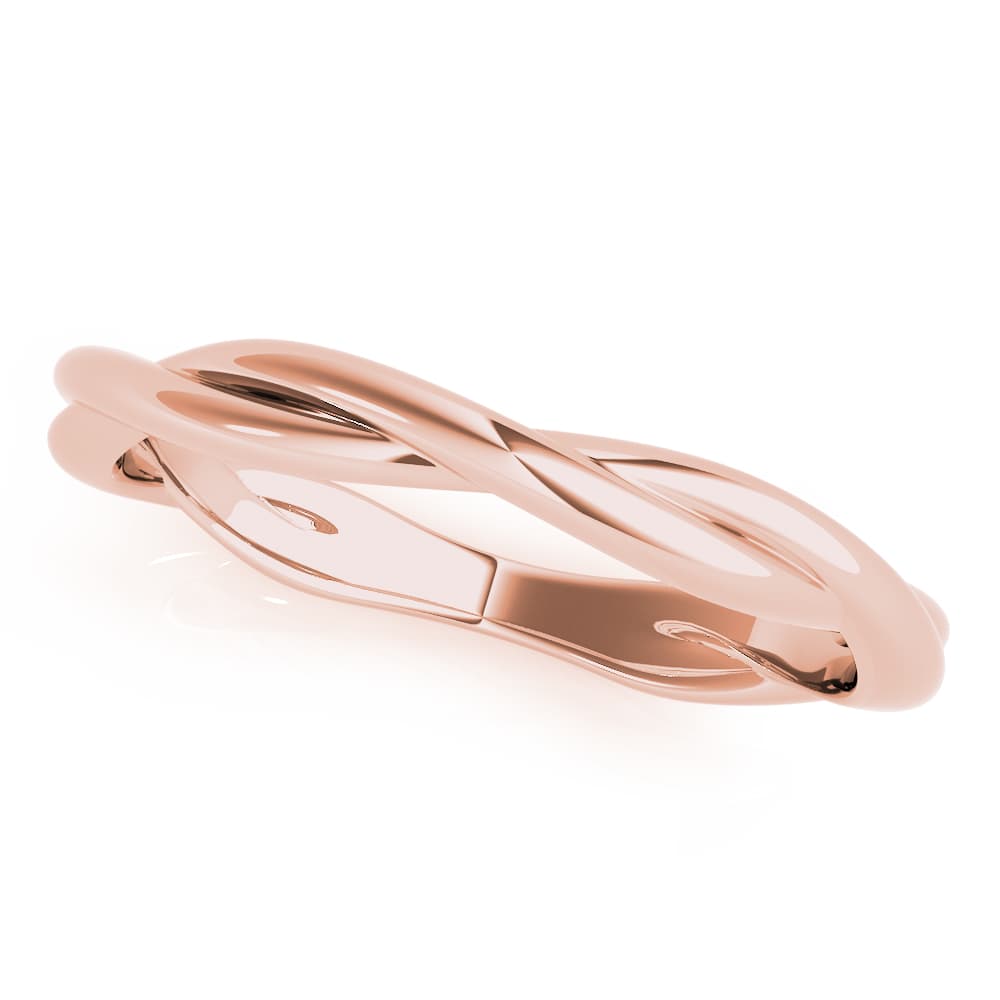 Twisting Wedding Band, Front view in rose gold