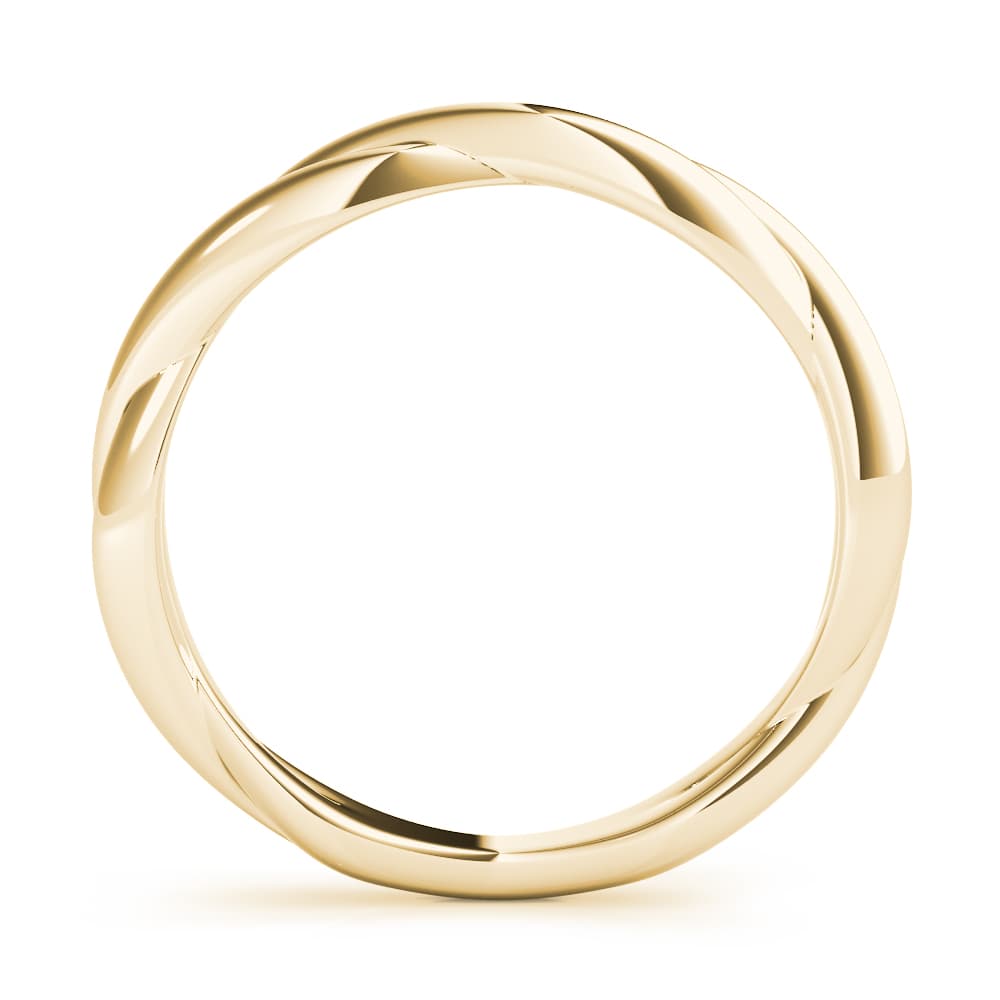 Twisting Wedding Band, Side view in yellow gold