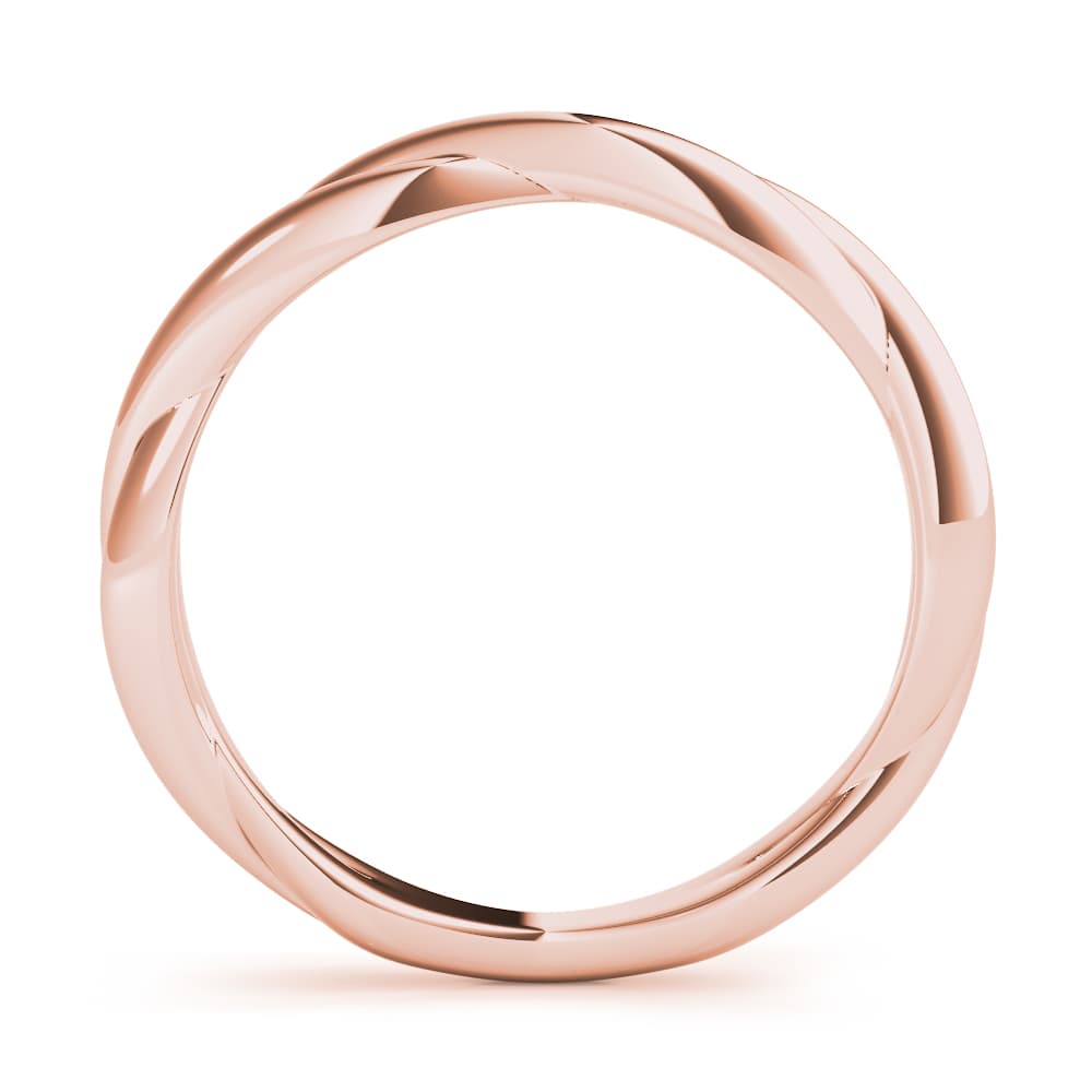 Twisting Wedding Band, Side view in rose gold