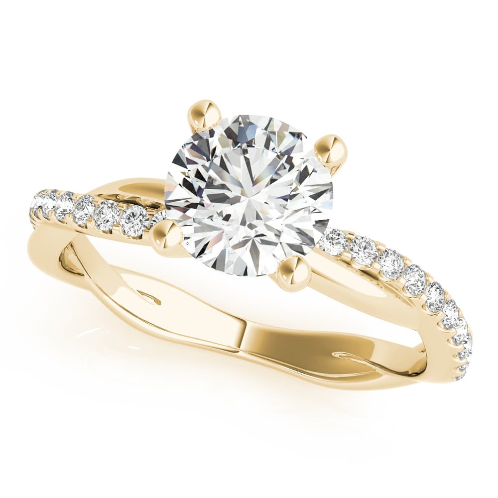 Twisting Diamond Accented Engagement Ring, style 51121, Front view in yellow gold