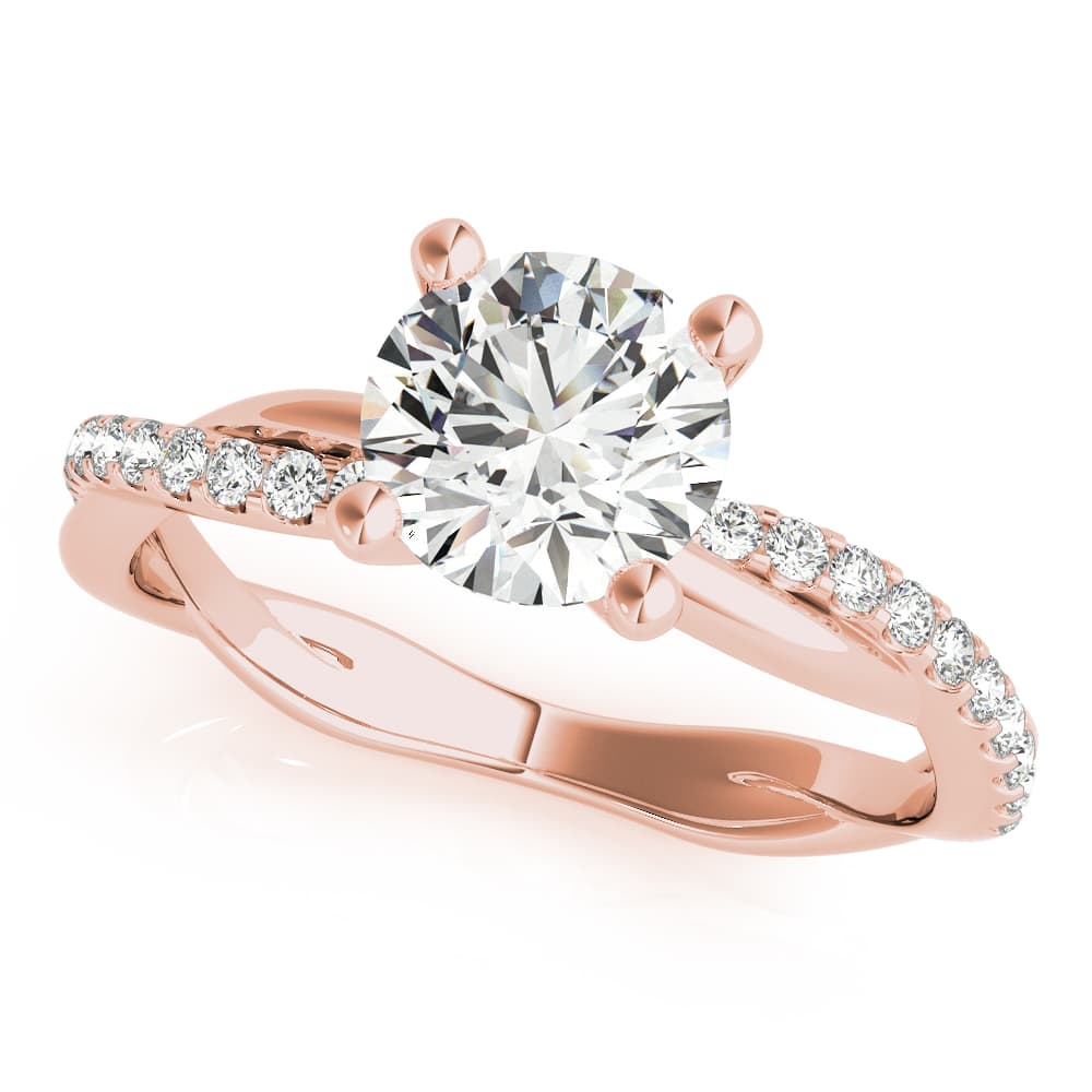Twisting Diamond Accented Engagement Ring, style 51121, Front view in rose gold
