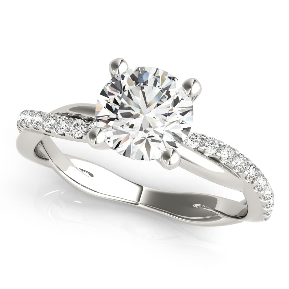 Twisting Diamond Accented Engagement Ring — style 51121 in 10k White Gold