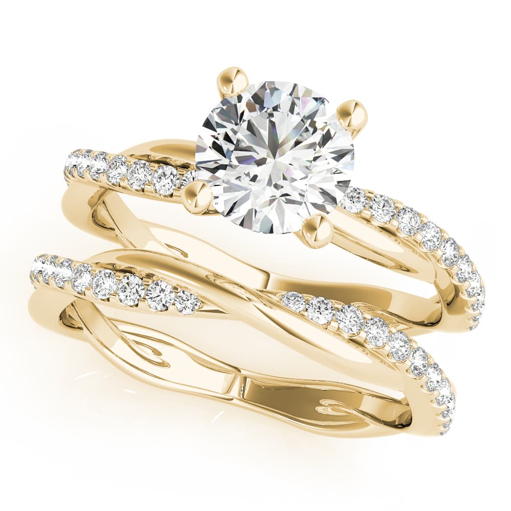 Twisting Diamond Accented Engagement Ring, style 51121, On hand view in yellow gold