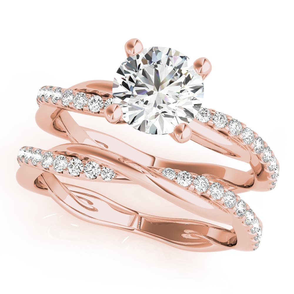 Twisting Diamond Accented Engagement Ring, style 51121, On hand view in rose gold