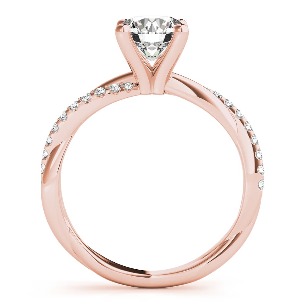 Twisting Diamond Accented Engagement Ring, style 51121, Side view in rose gold