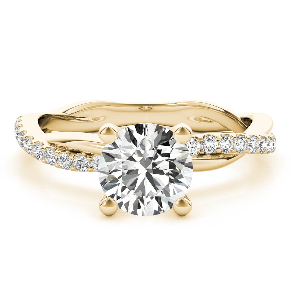 Twisting Diamond Accented Engagement Ring, style 51121, Top view in yellow gold