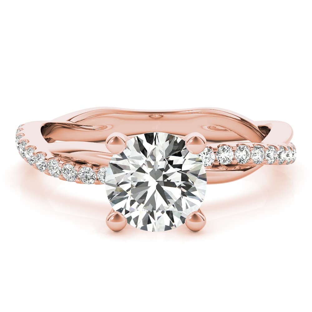 Twisting Diamond Accented Engagement Ring, style 51121, Top view in rose gold