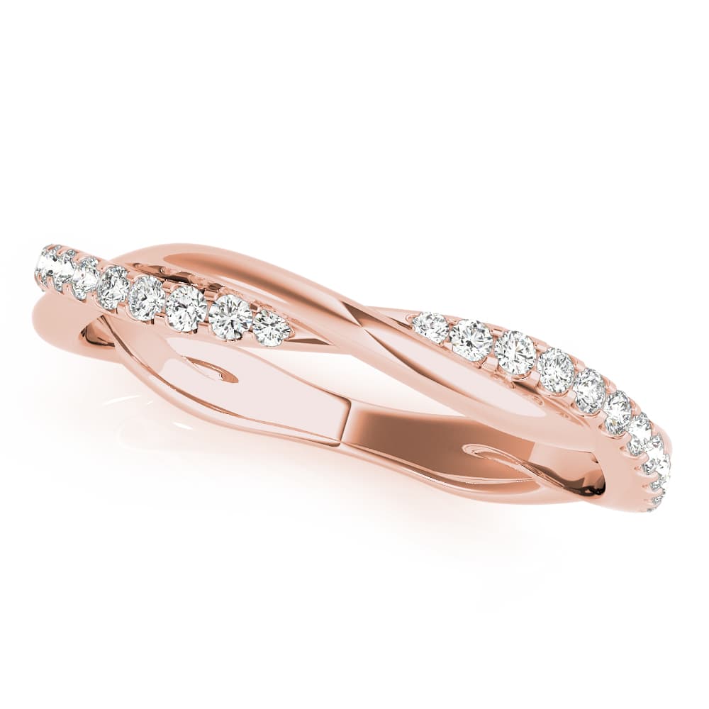 Twisting Diamond Wedding Band (0.16 ct. tw.), Front view in rose gold